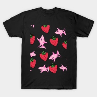 strawberry shark Pattern T-Shirt